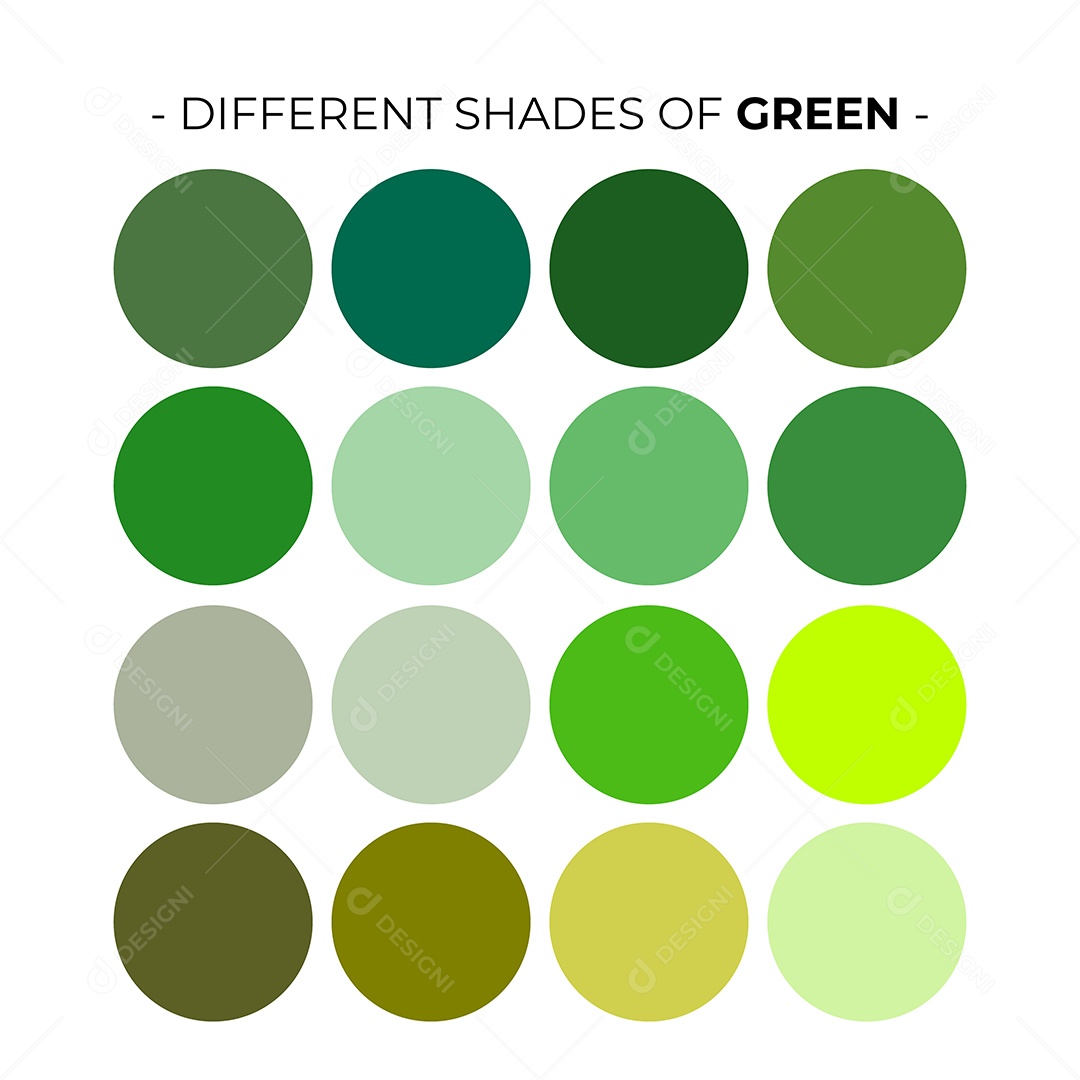 Paleta de Cores Diferentes Tons de Verde Ilustração Vetor EPS