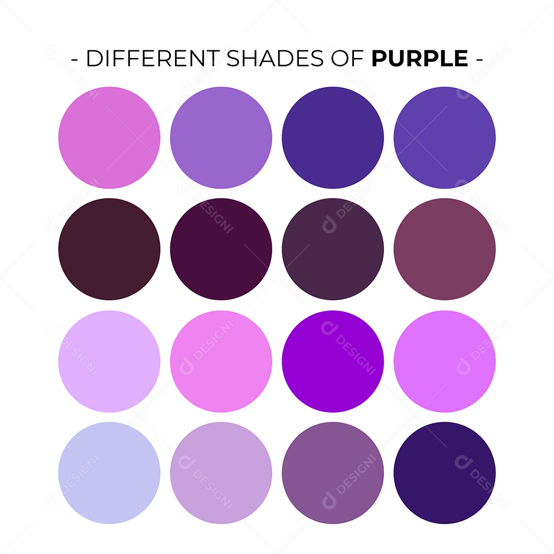 Paleta de Cores Diferentes Tons de Roxo Ilustração Vetor EPS