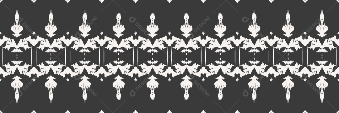 Ilustração de Padrão Tribal Tradicional Preto e Branco Vetor EPS