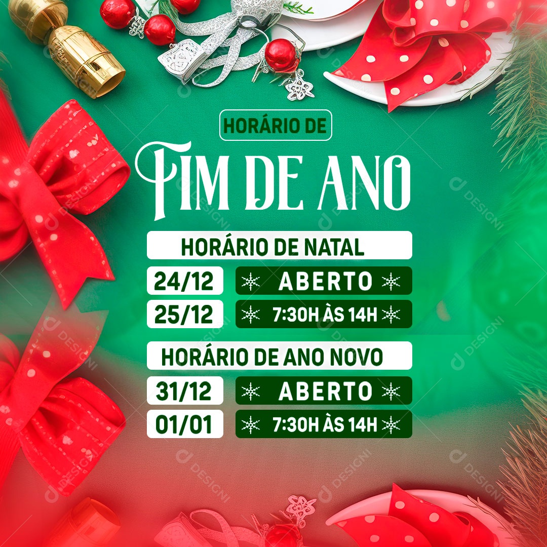 Social Media Horário De Fim De Ano Natal e Ano Novo PSD Editável