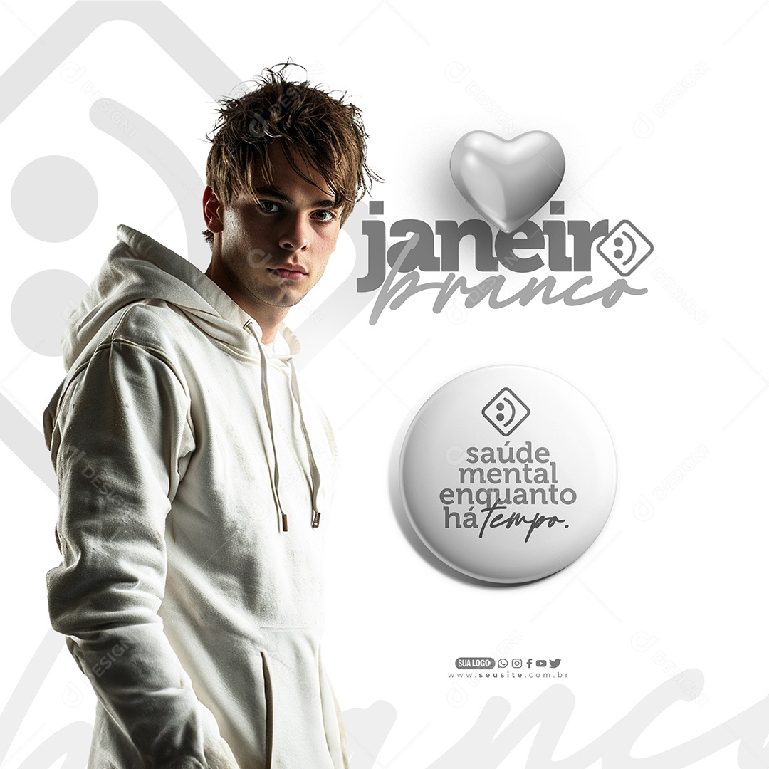 Janeiro Branco Mês de Conscientização a Saúde Mental Social Media PSD Editável
