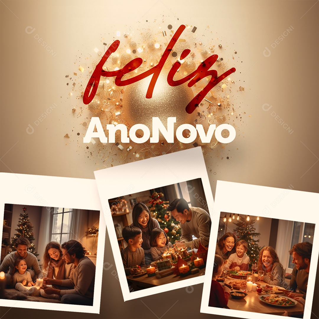 Feliz Ano Novo 01 de Janeiro Social Media PSD Editável