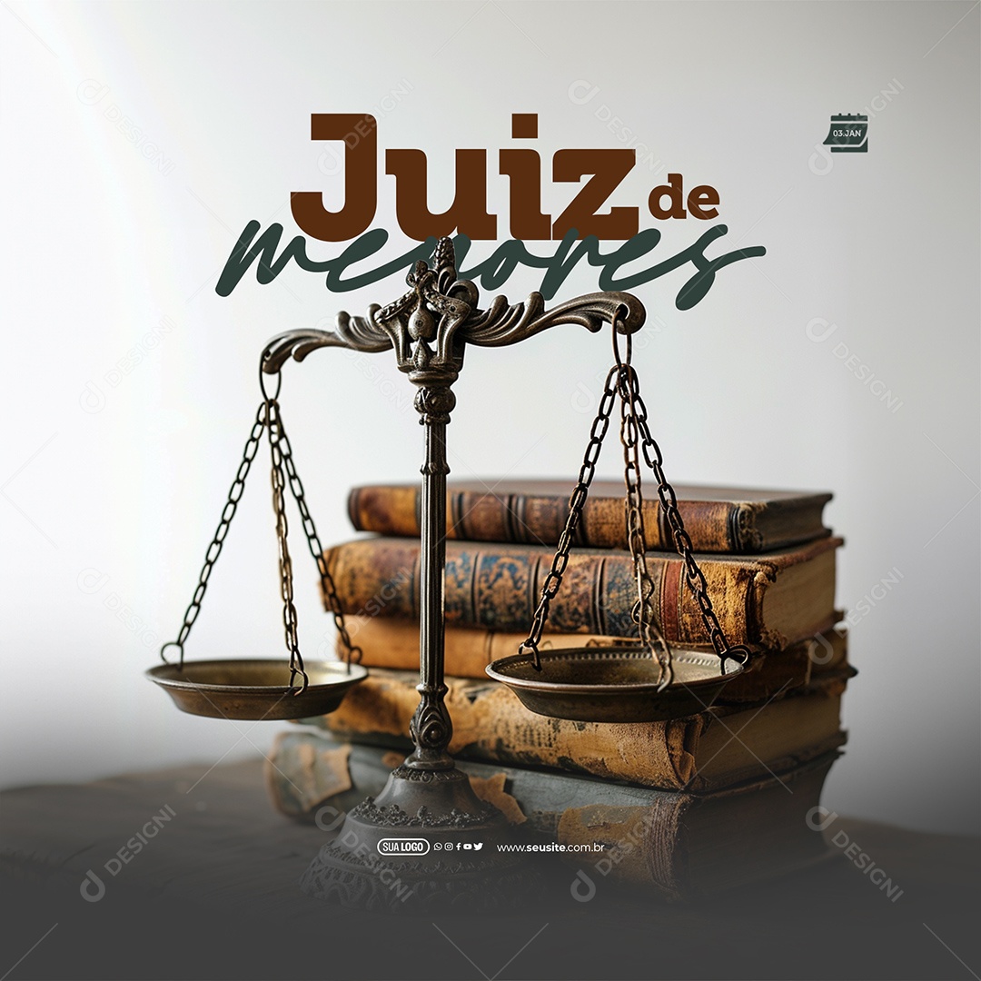 Dia do Juiz de Menores 03 de Janeiro Social Media PSD Editável