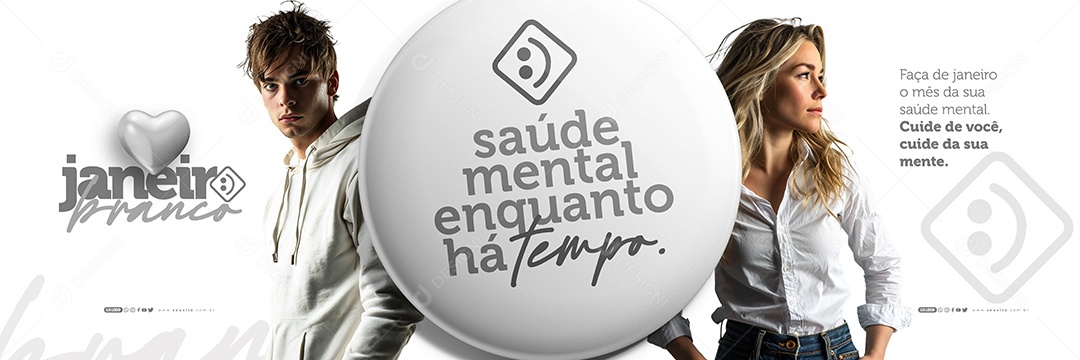 Carrossel Janeiro Branco Cuidar Saúde Mental Enquanto Há Tempo Social Media PSD Editável