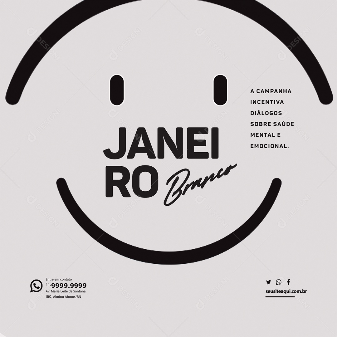 Janeiro Branco A Campanha Incentiva Diálogos Sobre Saúde Menta e Emocional Social Media PSD Editável