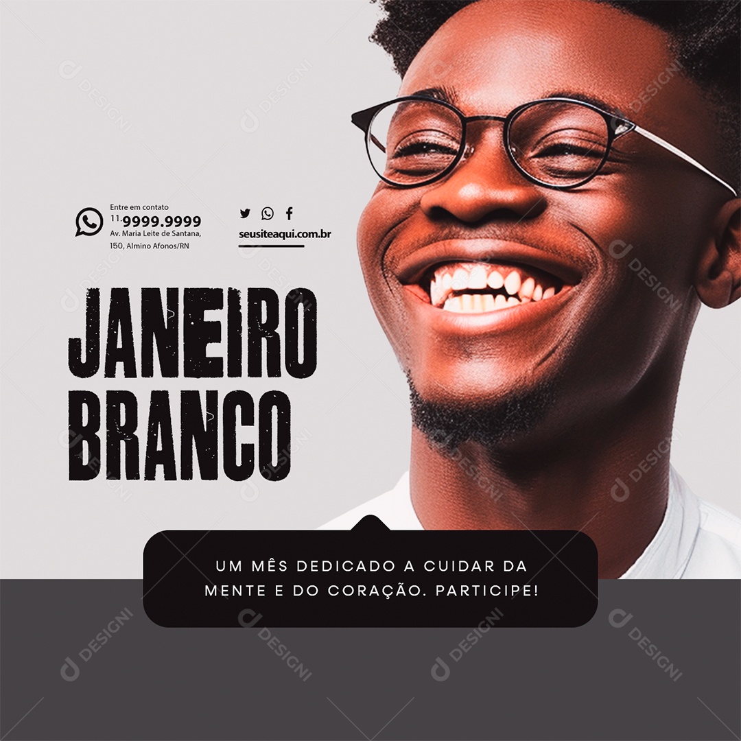 White January: A Month Dedicated to Caring for the Mind and the Heart Participate in Editable Social Media PSD