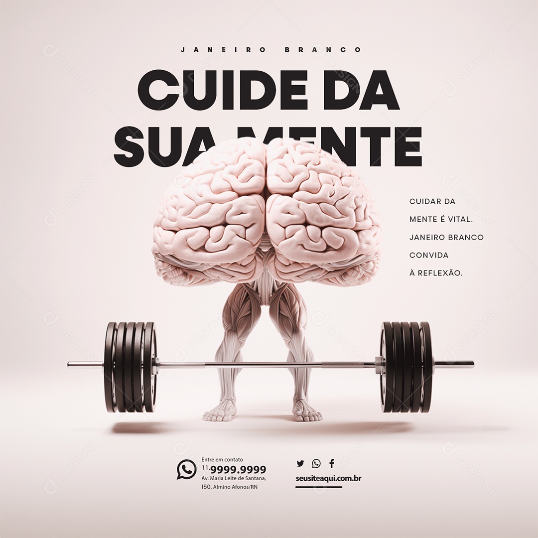 Janeiro Branco Cuide da Sua Mente Social Media PSD Editável