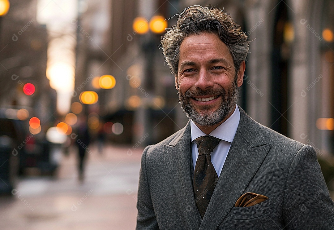 Empresário confiante sorrindo enquanto está de braços cruzados no escritório