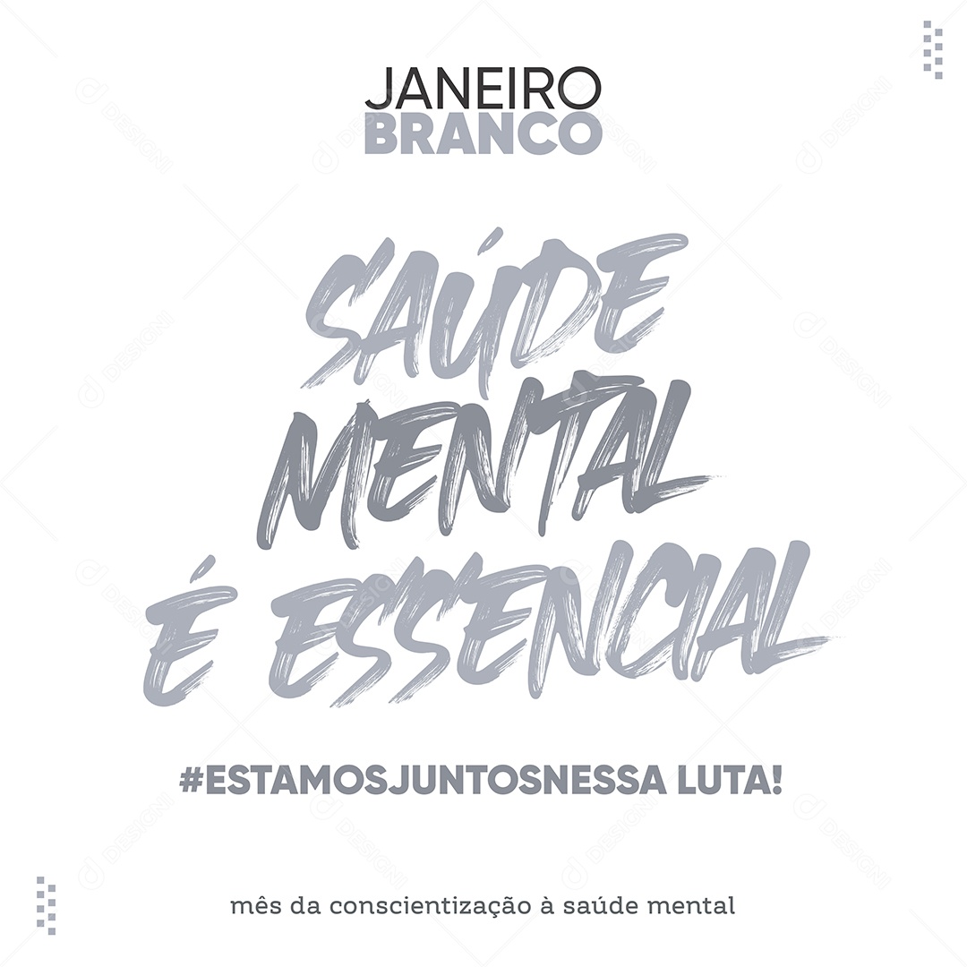 Social Media Feed Saúde Mental é Essencial Janeiro Branco PSD Editável