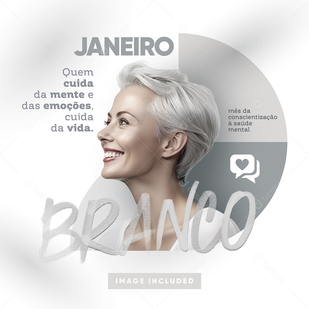 Social Media Feed Janeiro Branco Saúde Mental PSD Editável