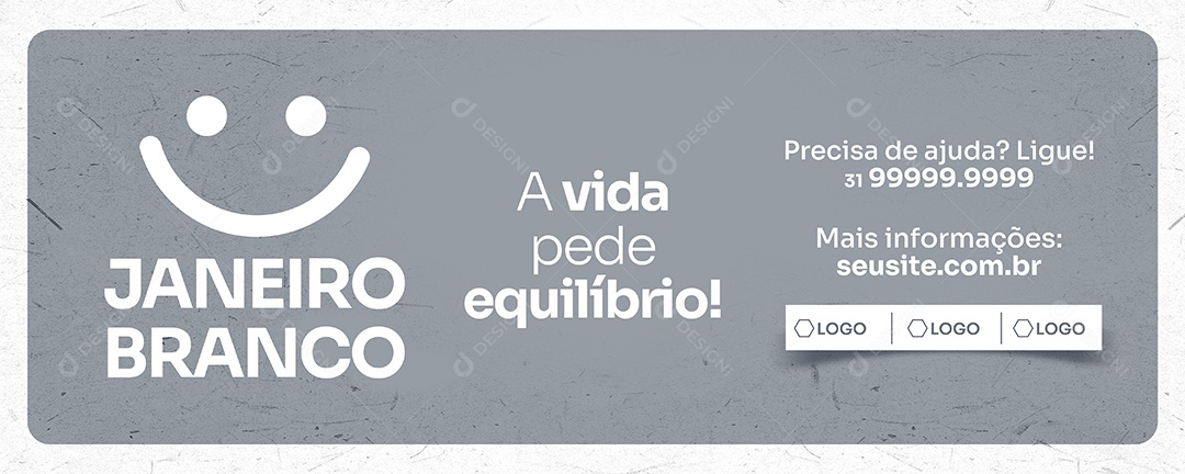 Banner A Vida Pede Equilíbrio Janeiro Branco Social Media PSD Editável