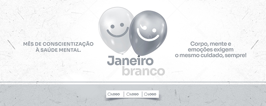 Banner Mês De Conscientização á Saúde Mental Janeiro Branco Social Media PSD Editável