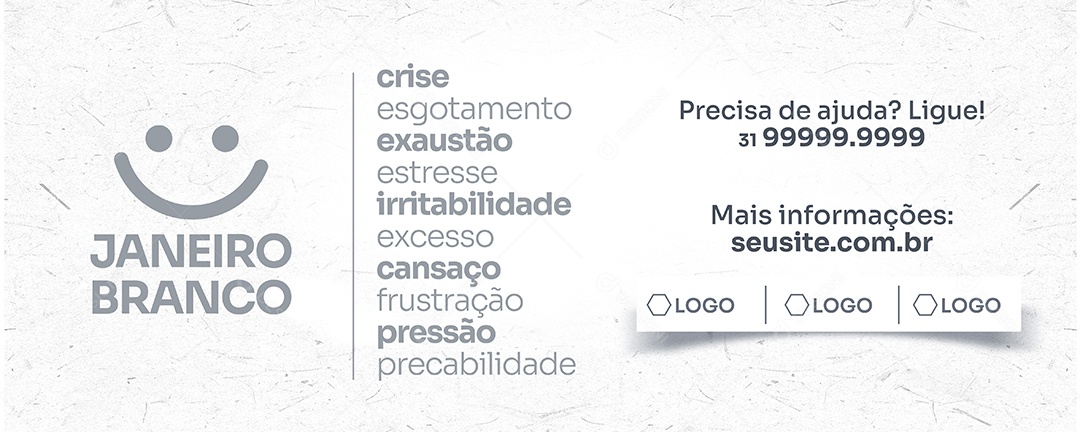 Social Media Banner Janeiro Branco Mente PSD Editável