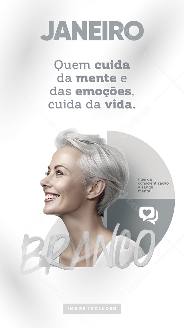 Story Cuida Da Mente Janeiro Branco Social Media PSD Editável