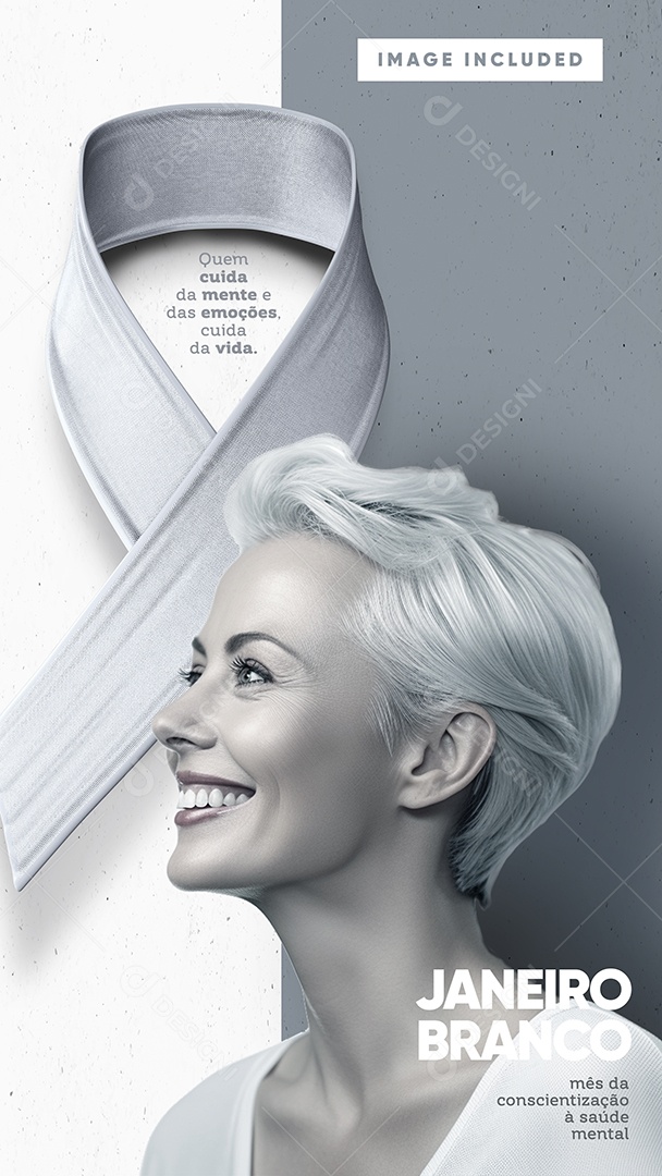 Social Media Story Janeiro Branco Mente Emoções Vida PSD Editável