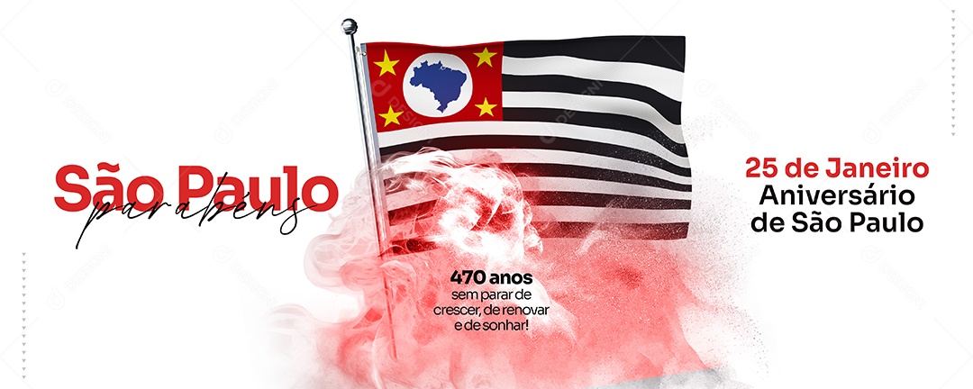 Banner Parabéns São Paulo 25 De Janeiro 470 Anos Social Media PSD Editável