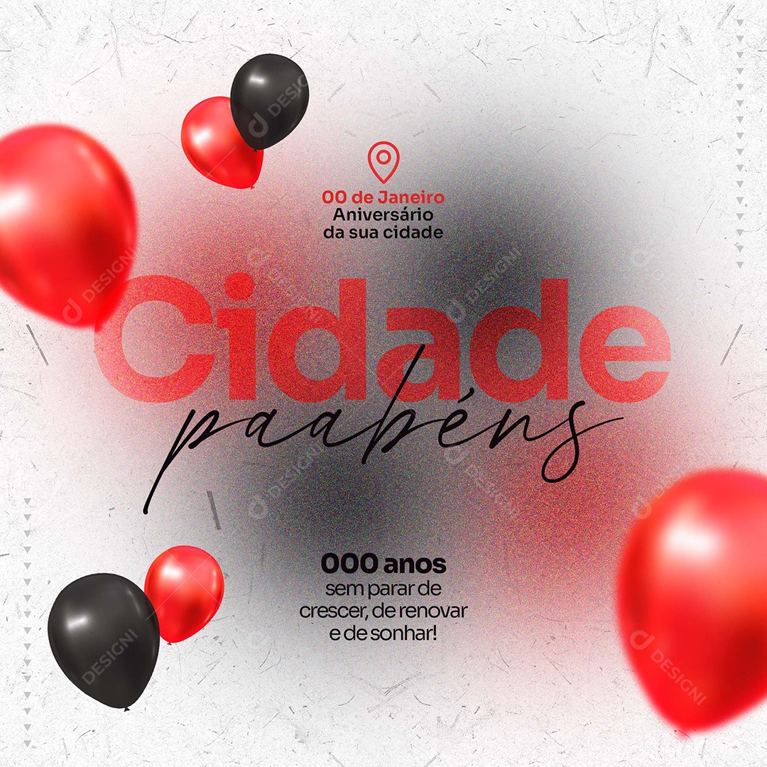 Social Media Feed Aniversário Da Sua Cidade Parabéns PSD Editável