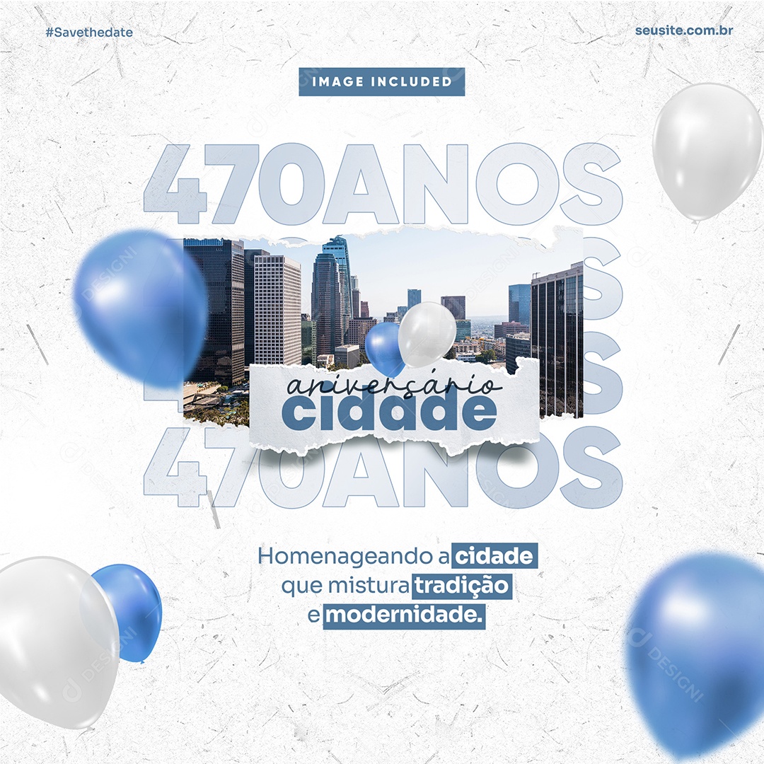 Social Media Feed Aniversário Cidade Tradição Modernidade PSD Editável