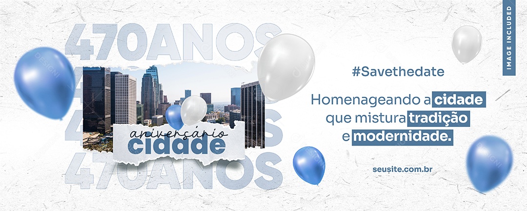 Banner Aniversário Cidade Tradição Modernidade Social Media PSD Editável