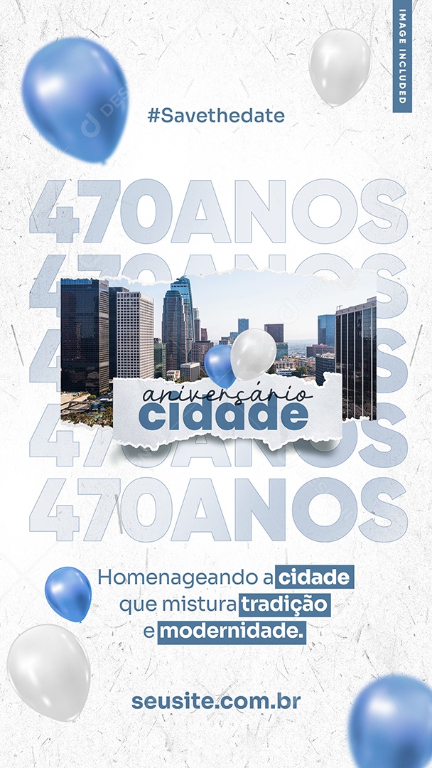 Social Media Story Aniversário Cidade Tradição Modernidade PSD Editável