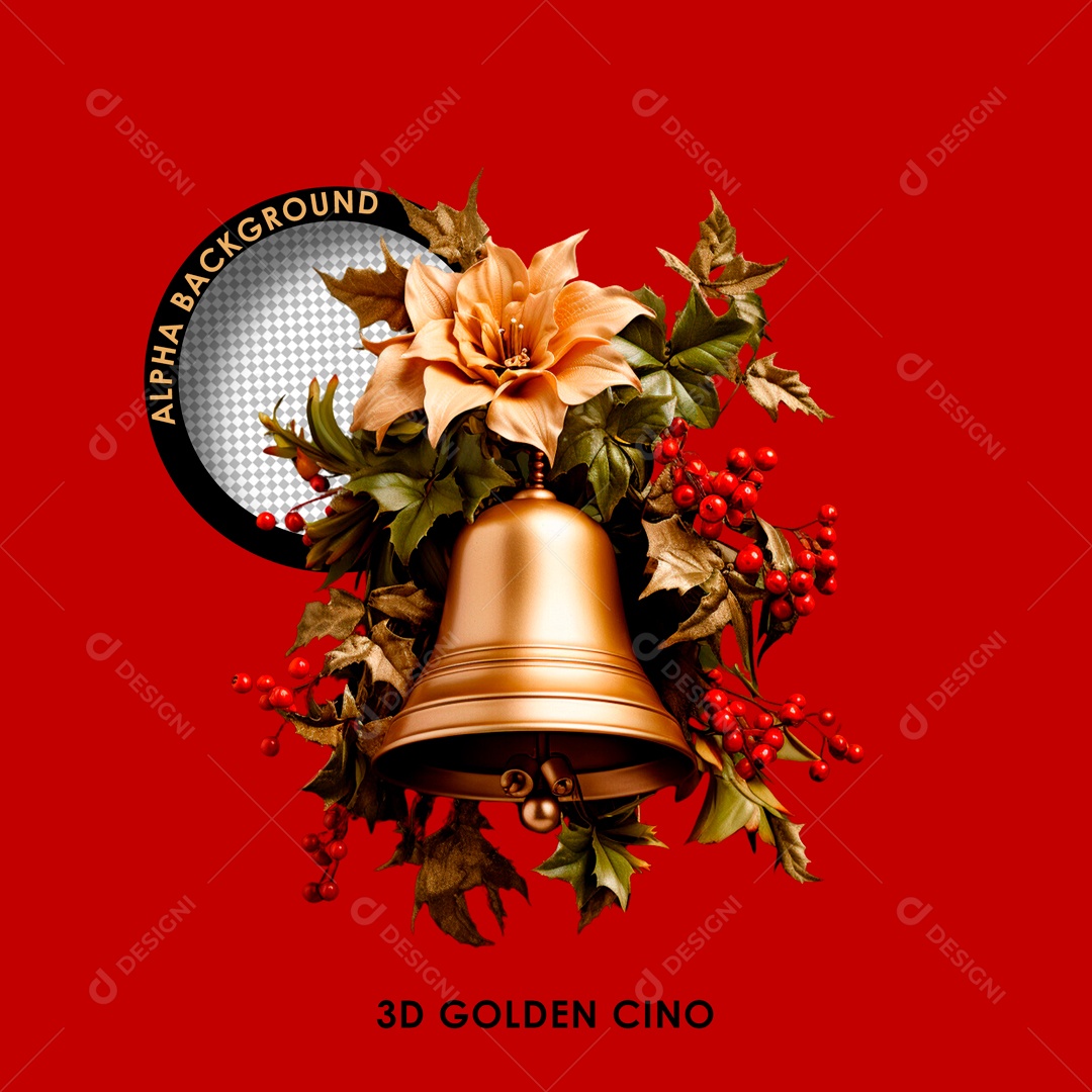 Sino Decoração de Ano Novo Elemento 3D Dourado Vermelho para Composição PSD