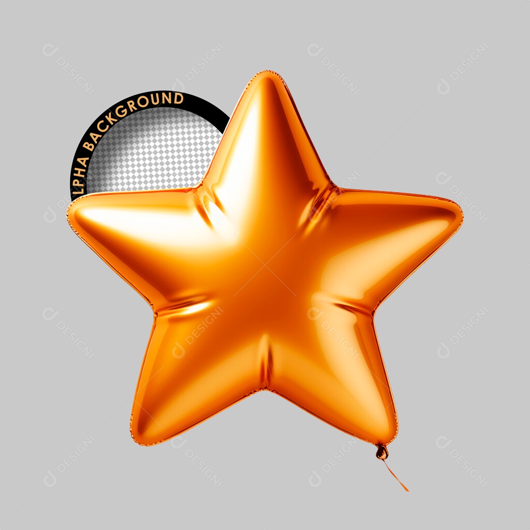 Golden 3D New Year Star Element for PSD Composition