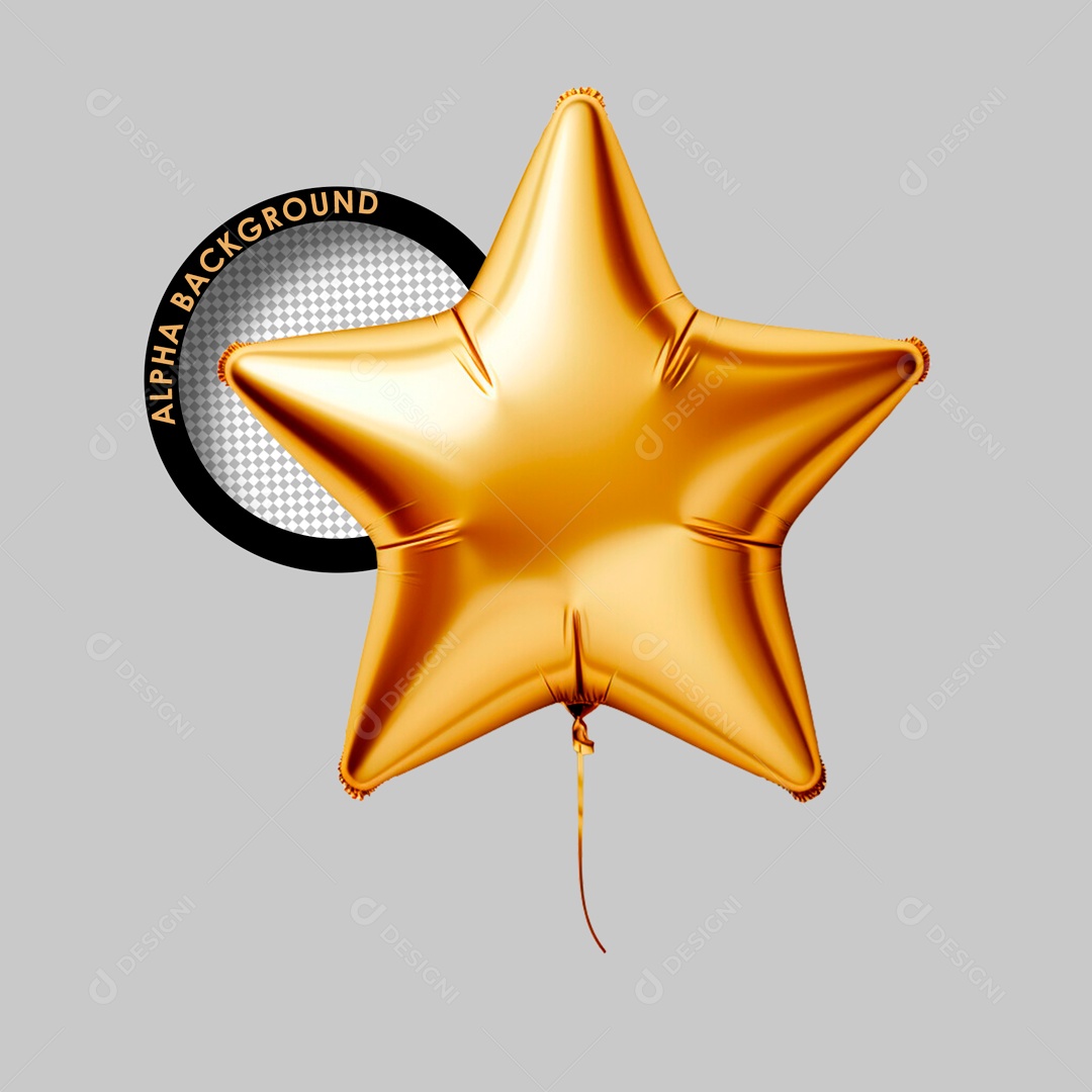 Estrela de Ano Novo Elemento 3D para Composição PSD