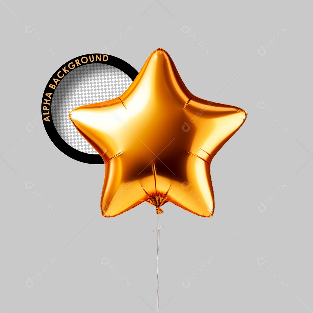 Estrela Dourada de Ano Novo Elemento 3D para Composição PSD