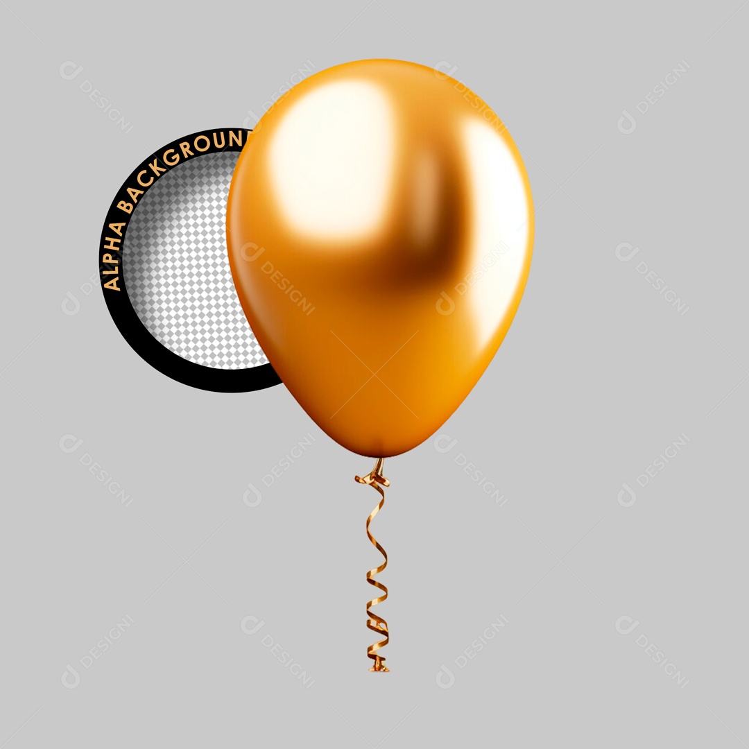 Balão de Ano Novo Elemento 3D para Composição PSD