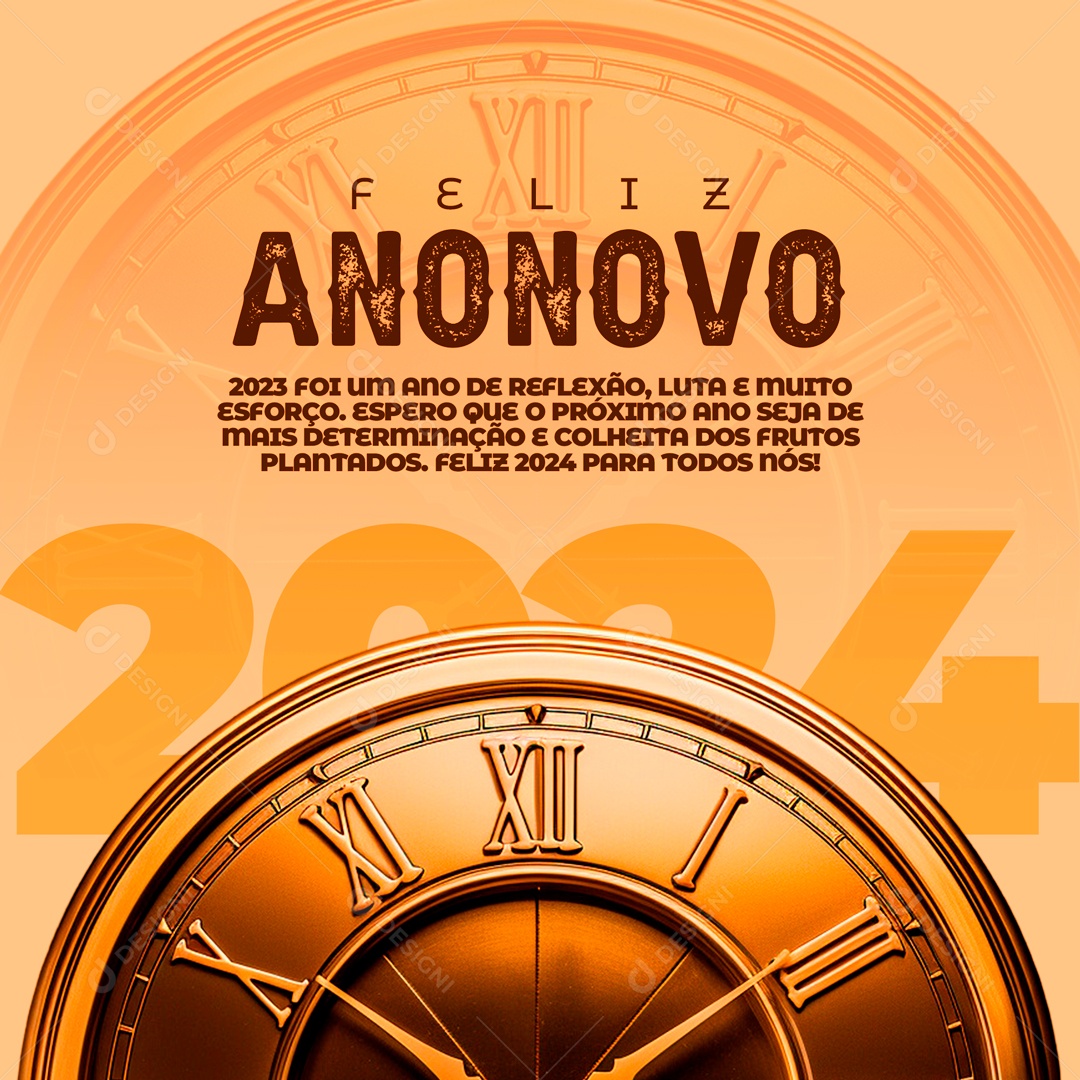 Feliz Ano Novo 2023 Foi de Reflexão Luta e Muito Esforço Social Media PSD Editável