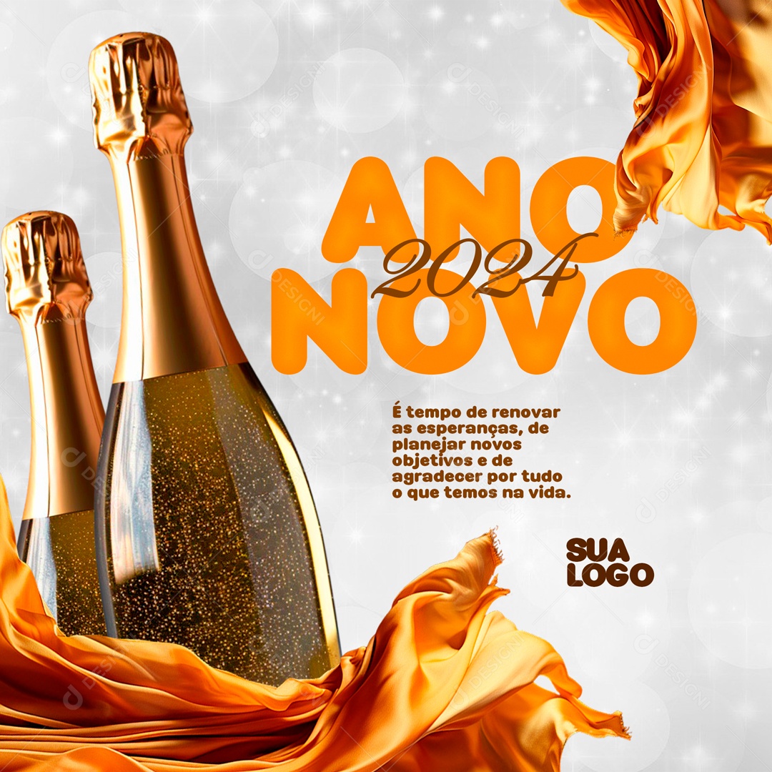 Ano Novo 2024 é Tempo de Remover as Esperança de Planejar Novos Objetivos Social Media PSD Editável