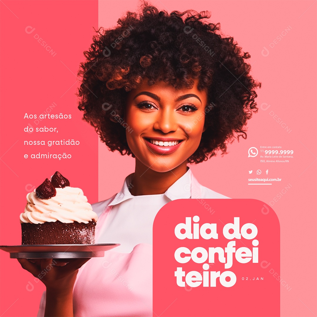 Dia do Confeiteiro Aos artesãos do sabor nossa gratidão e admiração Social Media PSD Editável