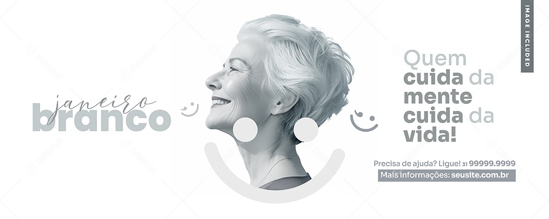 Social Media Banner Janeiro Branco PSD Editável