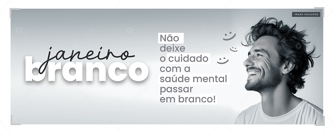 Banner Cuidado Com a Saúde Mental Janeiro Branco Social Media PSD Editável