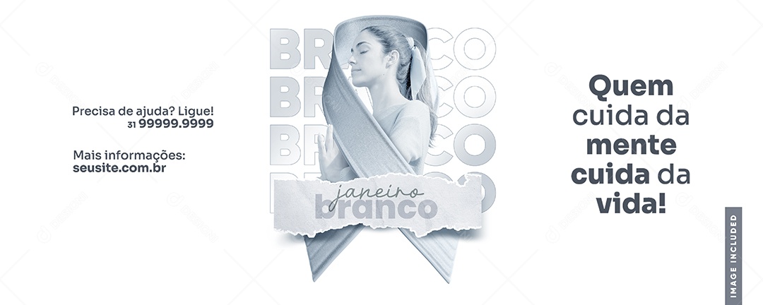 Social Media Banner Janeiro Branco PSD Editável