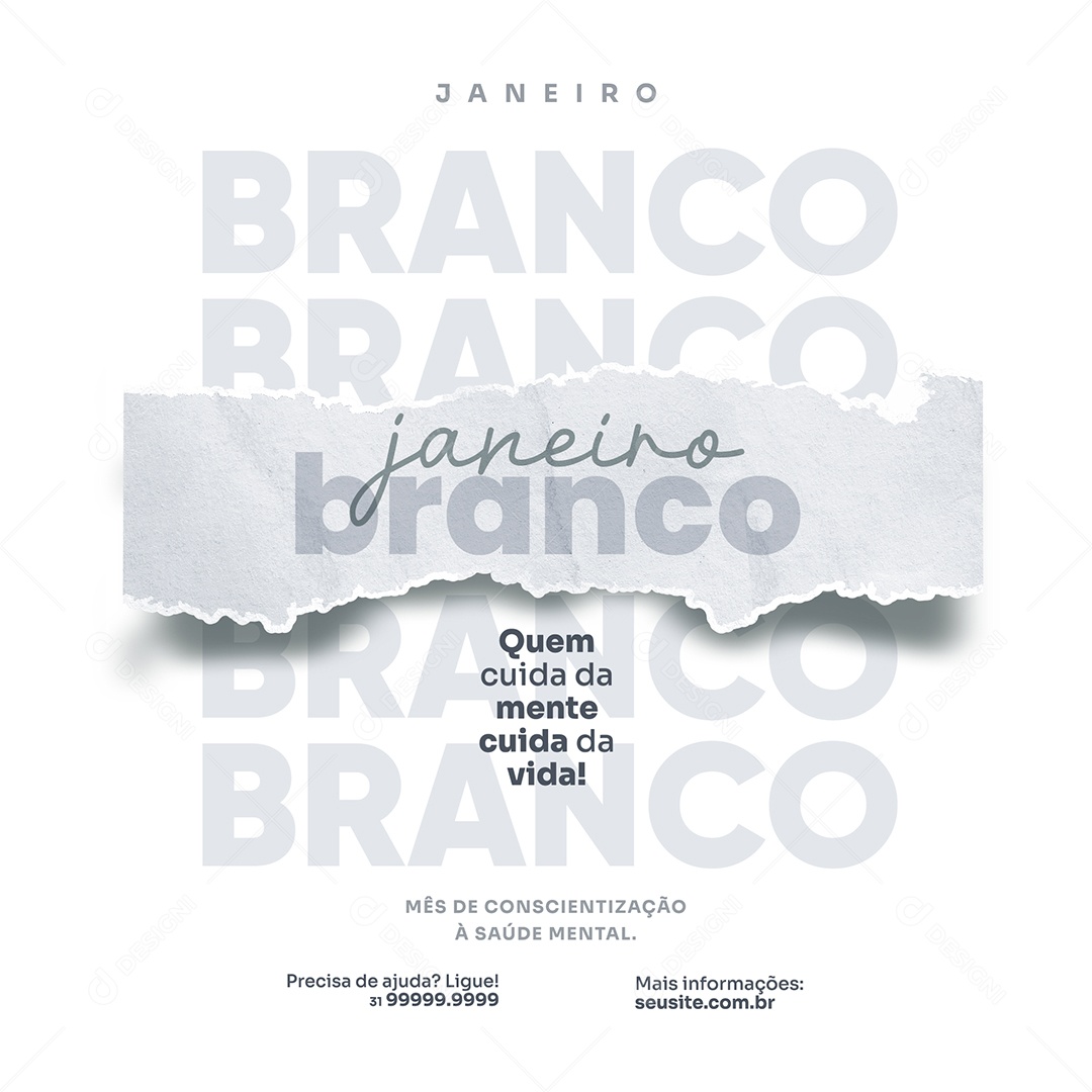 Feed Janeiro Branco Social Media PSD Editável