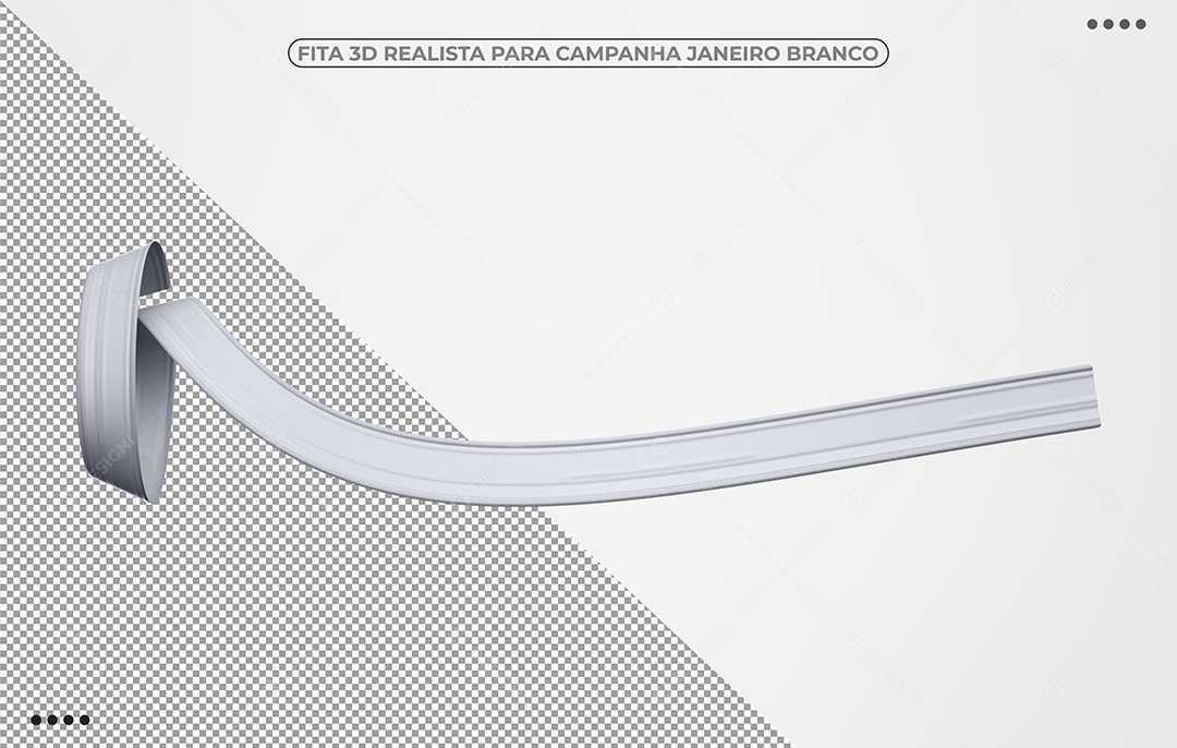 Elemento 3D Fita Branca Janeiro Branco Para Composição PSD