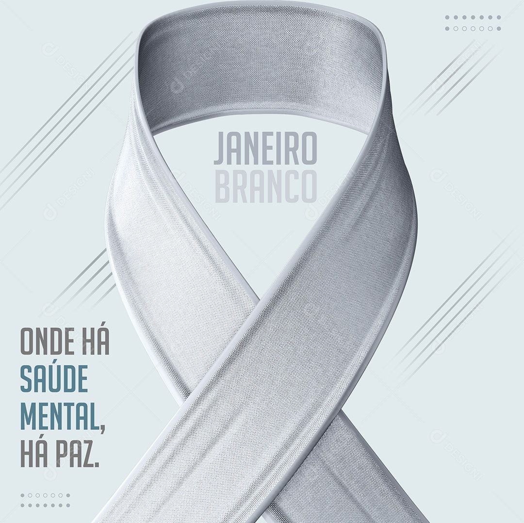 Social Media Feed Janeiro Branco Onde há Saúde Mental PSD Editável