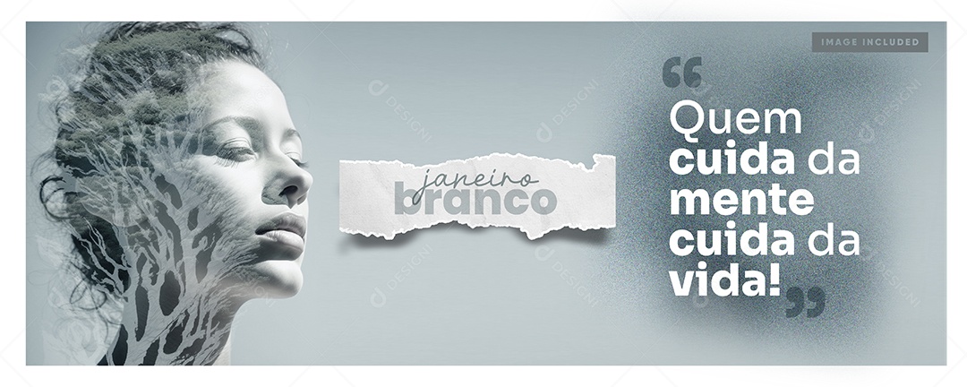 Social Media Banner Janeiro Branco PSD Editável