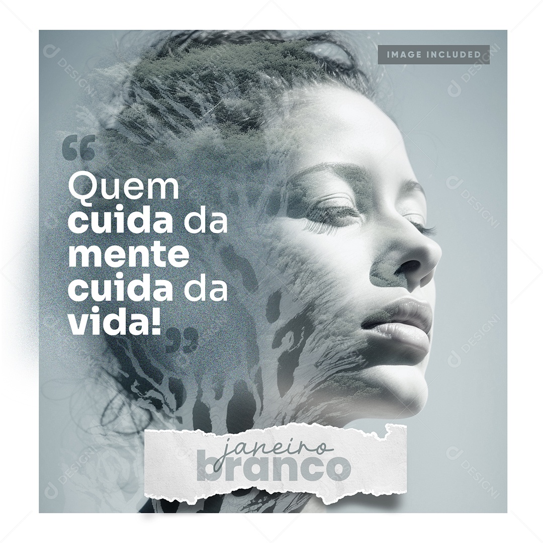 Social Media Feed January White PSD Editable