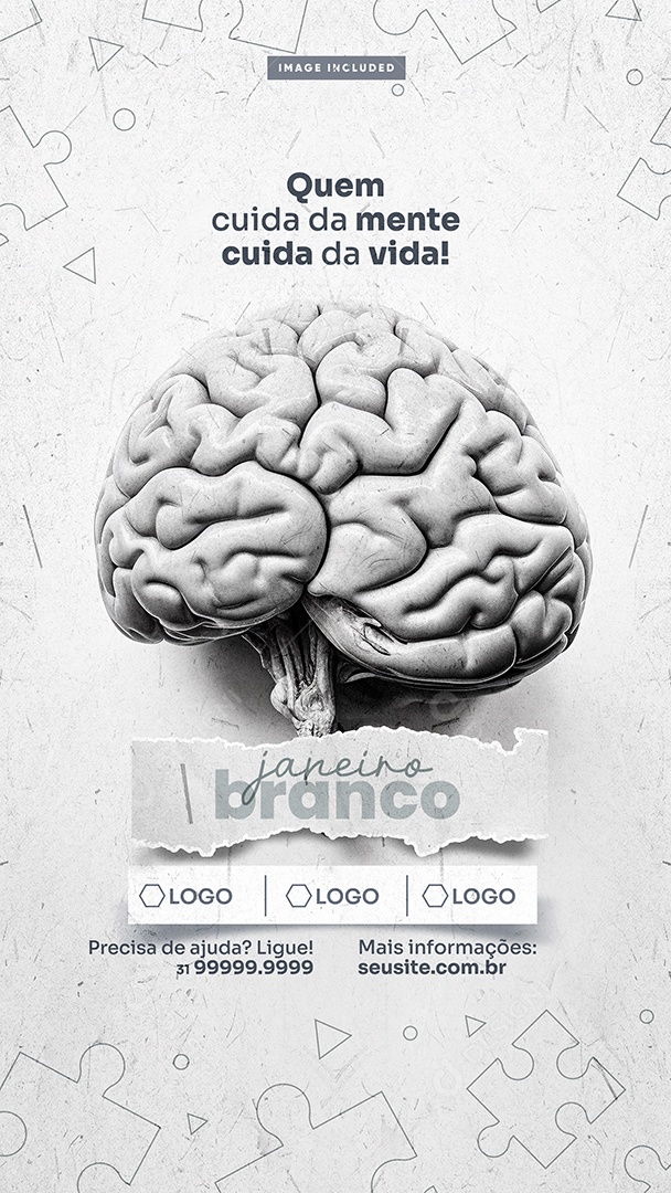 Social Media Story Janeiro Branco Cuida Da Mente PSD Editável