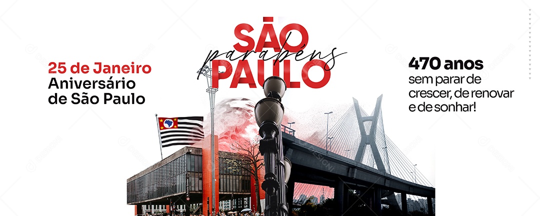 Social Media Banner Aniversário De São Paulo 470 Anos PSD Editável