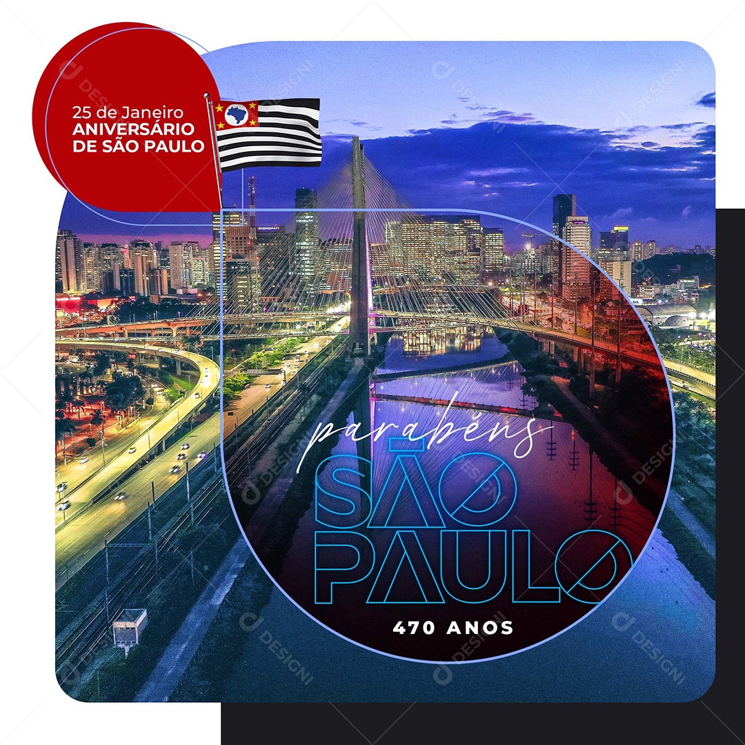 Social Media Feed 25 De Janeiro Aiversário De São Paulo PSD Editável