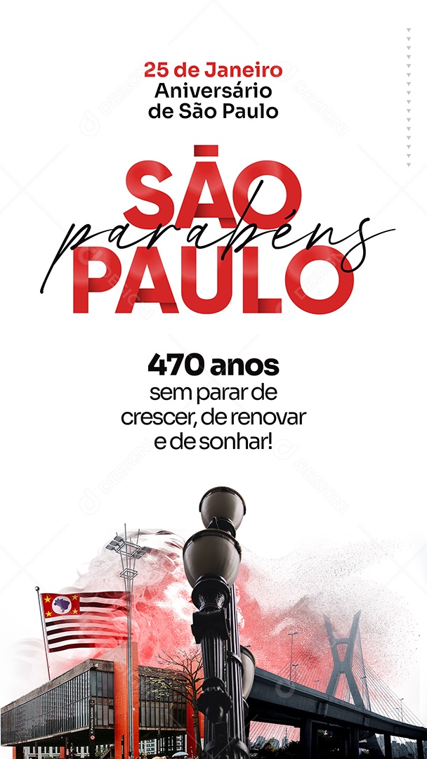 Social Media Story Parabéns São Paulo 470 Anos PSD Editável