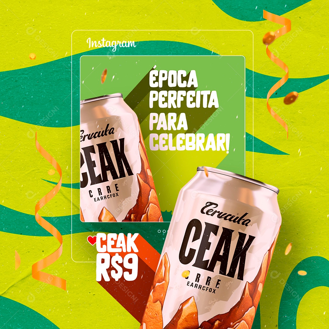 Carnaval Distribuidora de Bebidas Época Perfeita para Celebrar Ceak Social Media PSD Editável