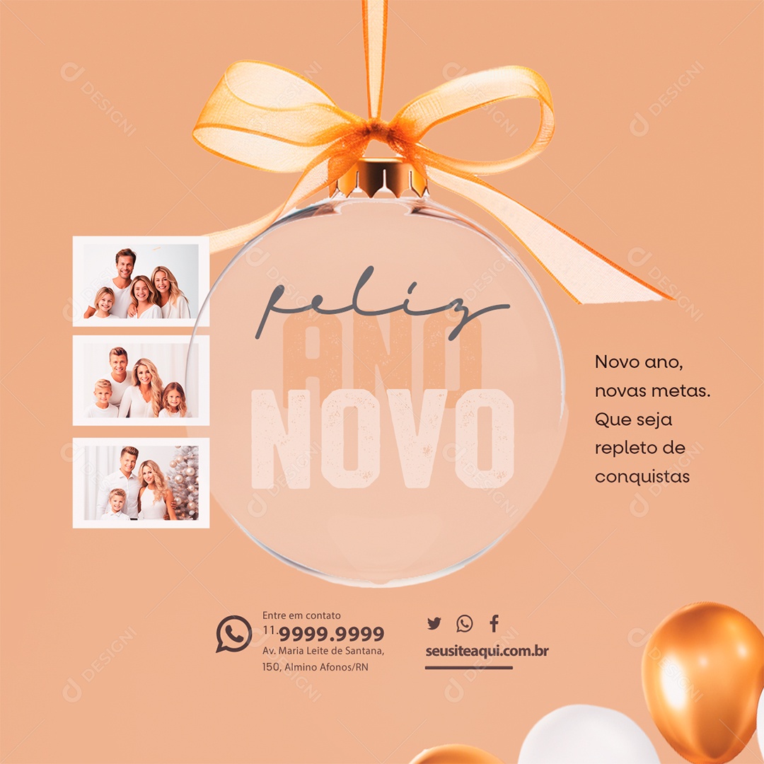 Ano Novo 2024 Oportunidade para Novos Sorrisos novos sonhos novo tempo Social Media PSD Editável