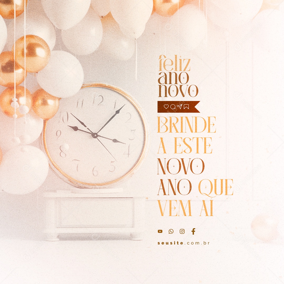 Feliz Ano Novo Que o Amor Seja o Elo Que Une Corações Social Media PSD Editável