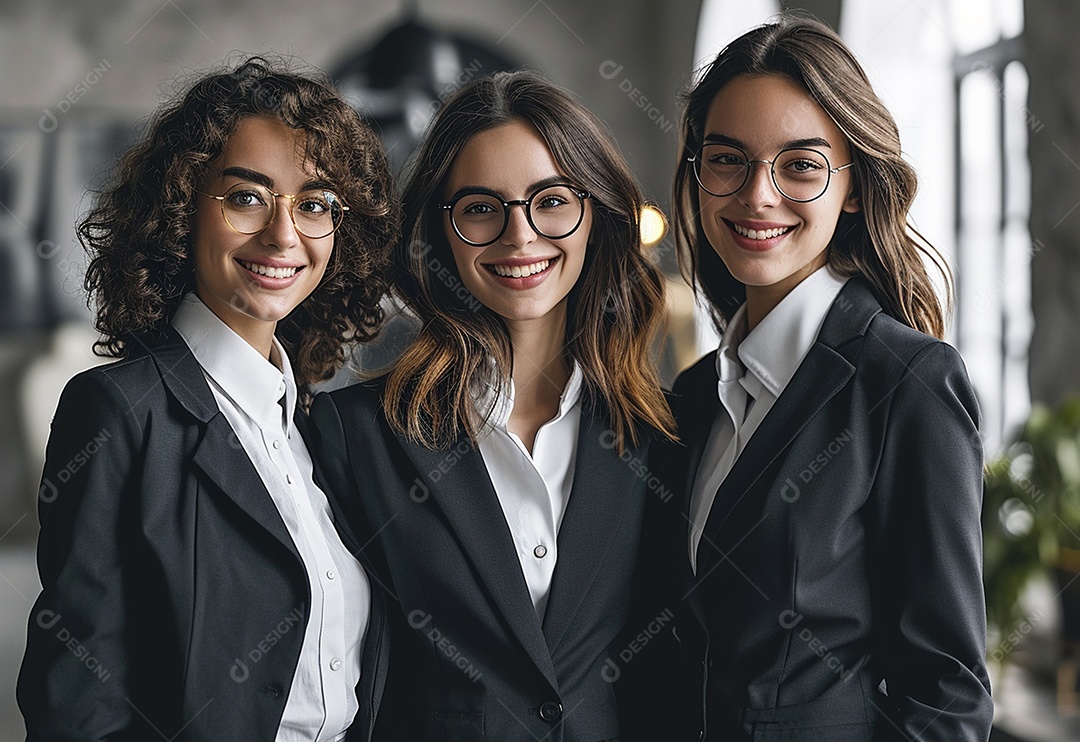 Mulheres empresárias sorridentes em trajes profissionais