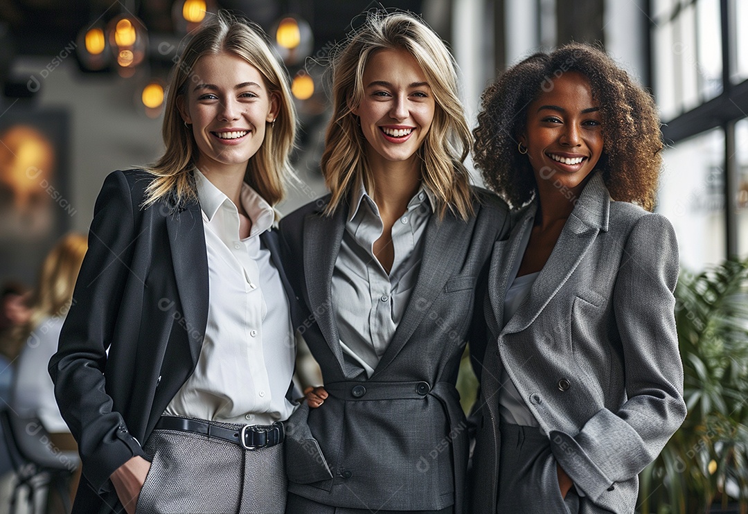 Mulheres empresárias sorridentes em trajes profissionais