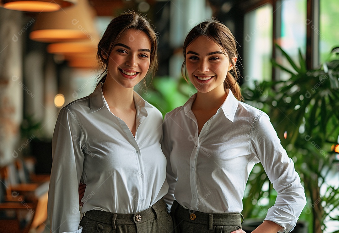 Mulheres empresárias sorridentes em trajes profissionais